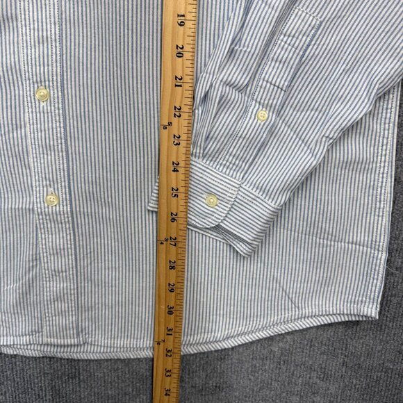 Chaps Long Sleeve Oxford Blue White Stripe Shirt Preppy Office Mens XL NEW - Picture 8 of 9